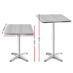 Gardeon Outdoor Bar Table Adjustable Aluminium Square 70/110cm - Furniture > Outdoor