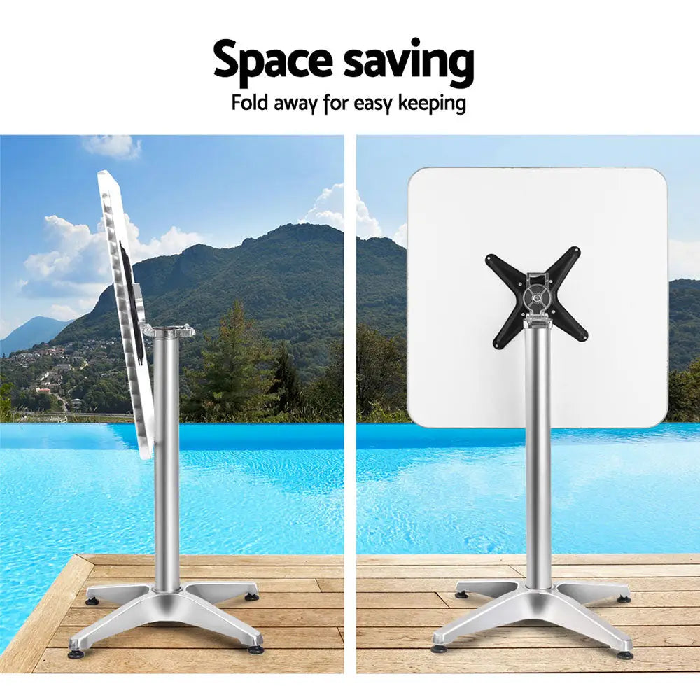 Gardeon Outdoor Bar Table Adjustable Aluminium Square 70/110cm - Furniture > Outdoor