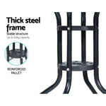 Gardeon Outdoor Bar Table Glass Cafe Table Steel Side Parasol Hole - Furniture > Outdoor