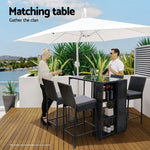 Gardeon Outdoor Bar Table Wicker Dining Bistro Glass Desk Steel Patio Furniture Black - Furniture > Bar Stools & Chairs
