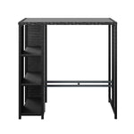 Gardeon Outdoor Bar Table Wicker Dining Bistro Glass Desk Steel Patio Furniture Black - Furniture > Bar Stools & Chairs