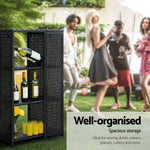 Gardeon Outdoor Bar Table Wicker Dining Bistro Glass Desk Steel Patio Furniture Black - Furniture > Bar Stools & Chairs