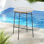 Gardeon Outdoor Bar Table Wicker Dining Bistro Patio Balcony Glass Table Steel - Furniture > Outdoor