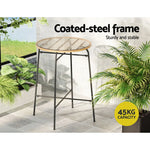 Gardeon Outdoor Bar Table Wicker Dining Bistro Patio Balcony Glass Table Steel - Furniture > Outdoor