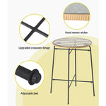 Gardeon Outdoor Bar Table Wicker Dining Bistro Patio Balcony Glass Table Steel - Furniture > Outdoor