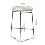 Gardeon Outdoor Bar Table Wicker Dining Bistro Patio Balcony Glass Table Steel - Furniture > Outdoor