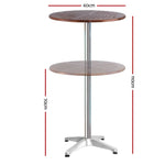Gardeon Outdoor Bar Table Wooden Cafe Table Aluminium Pole Round - Furniture > Outdoor