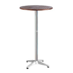 Gardeon Outdoor Bar Table Wooden Cafe Table Aluminium Pole Round - Furniture > Outdoor