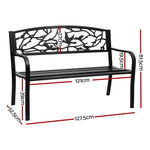 Gardeon Outdoor Bench Seat Garden Steel Outdoor Furniture 3 Seater Park Black - Furniture > Outdoor > Outdoor Benches