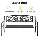 Gardeon Outdoor Bench Seat Garden Steel Outdoor Furniture 3 Seater Park Black - Furniture > Outdoor > Outdoor Benches
