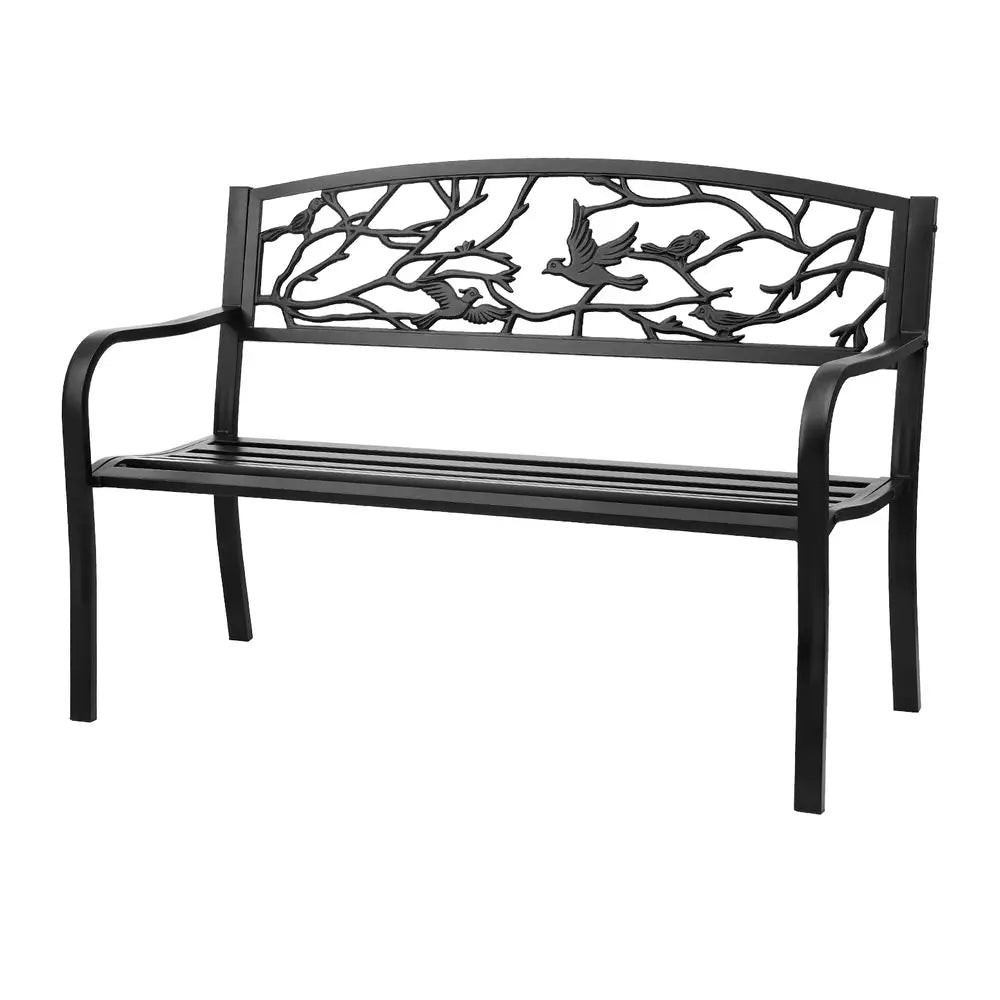 Gardeon Outdoor Bench Seat Garden Steel Outdoor Furniture 3 Seater Park Black - Furniture > Outdoor > Outdoor Benches