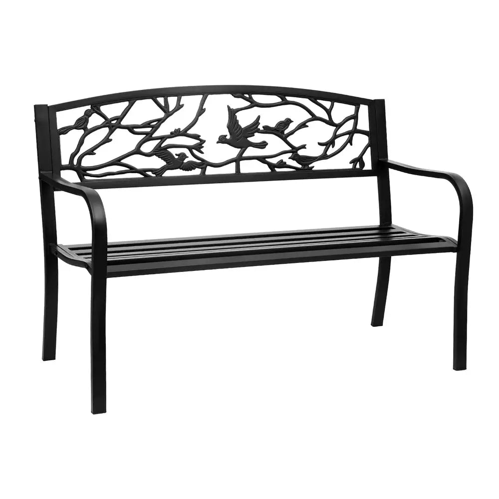 Gardeon Outdoor Bench Seat Garden Steel Outdoor Furniture 3 Seater Park Black - Furniture > Outdoor > Outdoor Benches