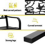 Gardeon Outdoor Bench Seat Garden Steel Outdoor Furniture 3 Seater Park Black - Furniture > Outdoor > Outdoor Benches