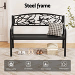Gardeon Outdoor Bench Seat Garden Steel Outdoor Furniture 3 Seater Park Black - Furniture > Outdoor > Outdoor Benches