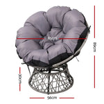 Gardeon Outdoor Chairs Outdoor Furniture Papasan Chair Wicker Patio Garden Grey - Furniture > Bar Stools & Chairs