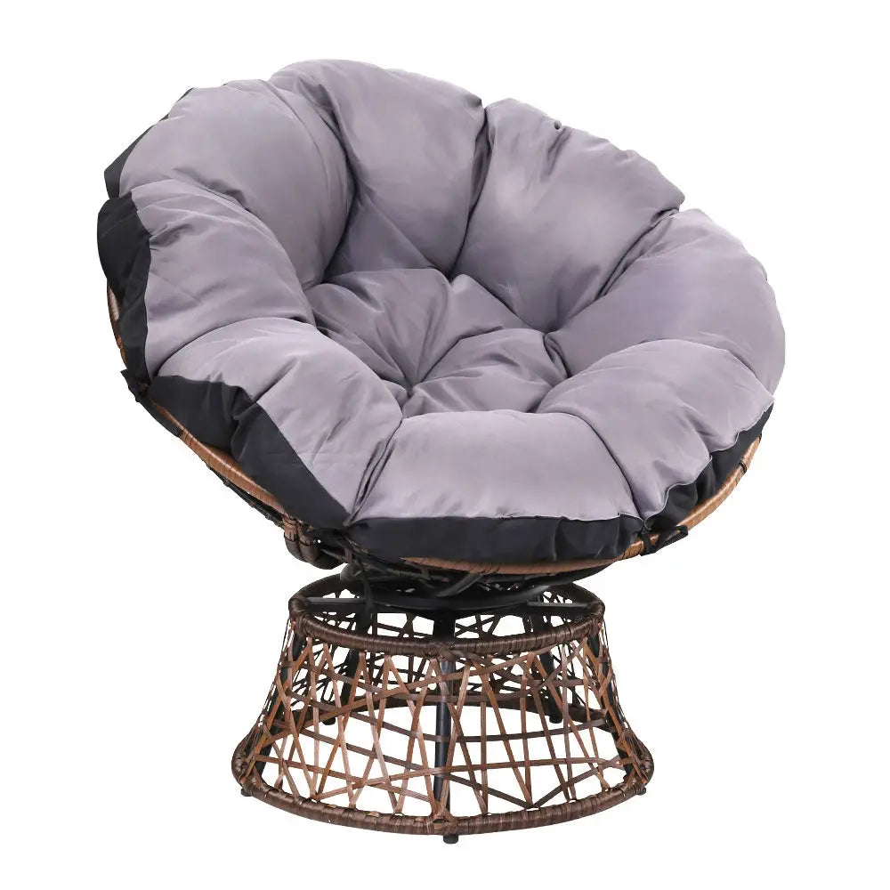 Gardeon Outdoor Chairs Outdoor Furniture Papasan Chair Wicker Patio Garden Brown - Furniture > Bar Stools & Chairs