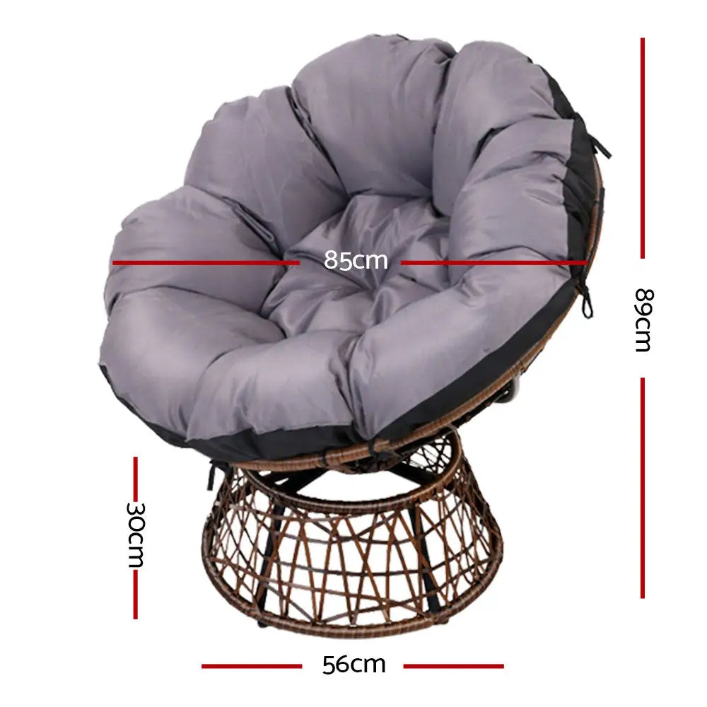 Gardeon Outdoor Chairs Outdoor Furniture Papasan Chair Wicker Patio Garden Brown - Furniture > Bar Stools & Chairs