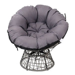 Gardeon Outdoor Chairs Outdoor Furniture Papasan Chair Wicker Patio Garden Grey - Furniture > Bar Stools & Chairs