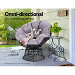 Gardeon Outdoor Chairs Outdoor Furniture Papasan Chair Wicker Patio Garden Black - Furniture > Bar Stools & Chairs