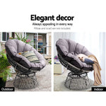 Gardeon Outdoor Chairs Outdoor Furniture Papasan Chair Wicker Patio Garden Grey - Furniture > Bar Stools & Chairs