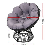 Gardeon Outdoor Chairs Outdoor Furniture Papasan Chair Wicker Patio Garden Black - Furniture > Bar Stools & Chairs