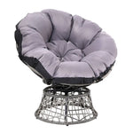 Gardeon Outdoor Chairs Outdoor Furniture Papasan Chair Wicker Patio Garden Grey - Furniture > Bar Stools & Chairs