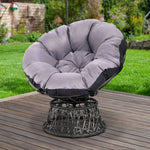 Gardeon Outdoor Chairs Outdoor Furniture Papasan Chair Wicker Patio Garden Black - Furniture > Bar Stools & Chairs