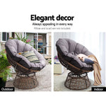 Gardeon Outdoor Chairs Outdoor Furniture Papasan Chair Wicker Patio Garden Brown - Furniture > Bar Stools & Chairs