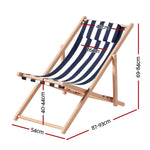 Gardeon Outdoor Deck Chair Wooden Sun Lounge Folding Beach Patio Furniture Blue - Furniture > Outdoor > Outdoor Sofas &