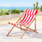 Gardeon Outdoor Deck Chair Wooden Sun Lounge Folding Beach Patio Furniture Red - Furniture > Outdoor
