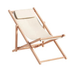 Gardeon Outdoor Deck Chair Wooden Sun Lounge Folding Beach Patio Furniture Beige - Furniture > Bar Stools & Chairs