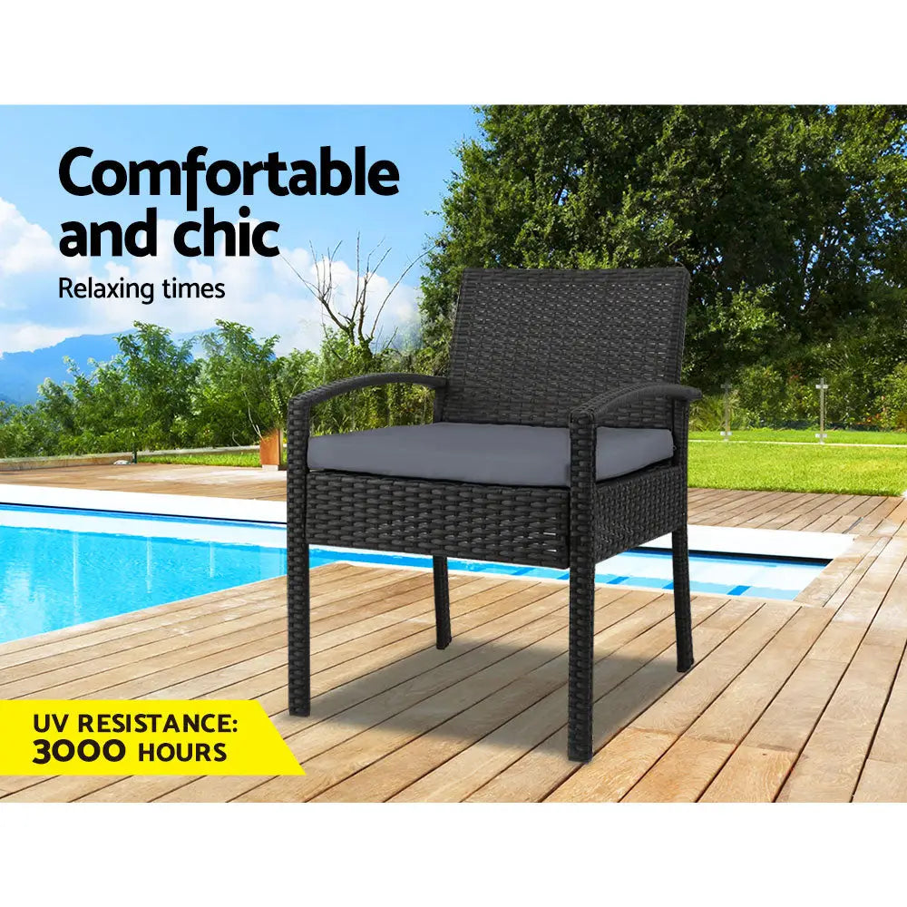Gardeon Outdoor Dining Chairs Patio Furniture Rattan Lounge Chair Cushion Felix - Furniture > Outdoor