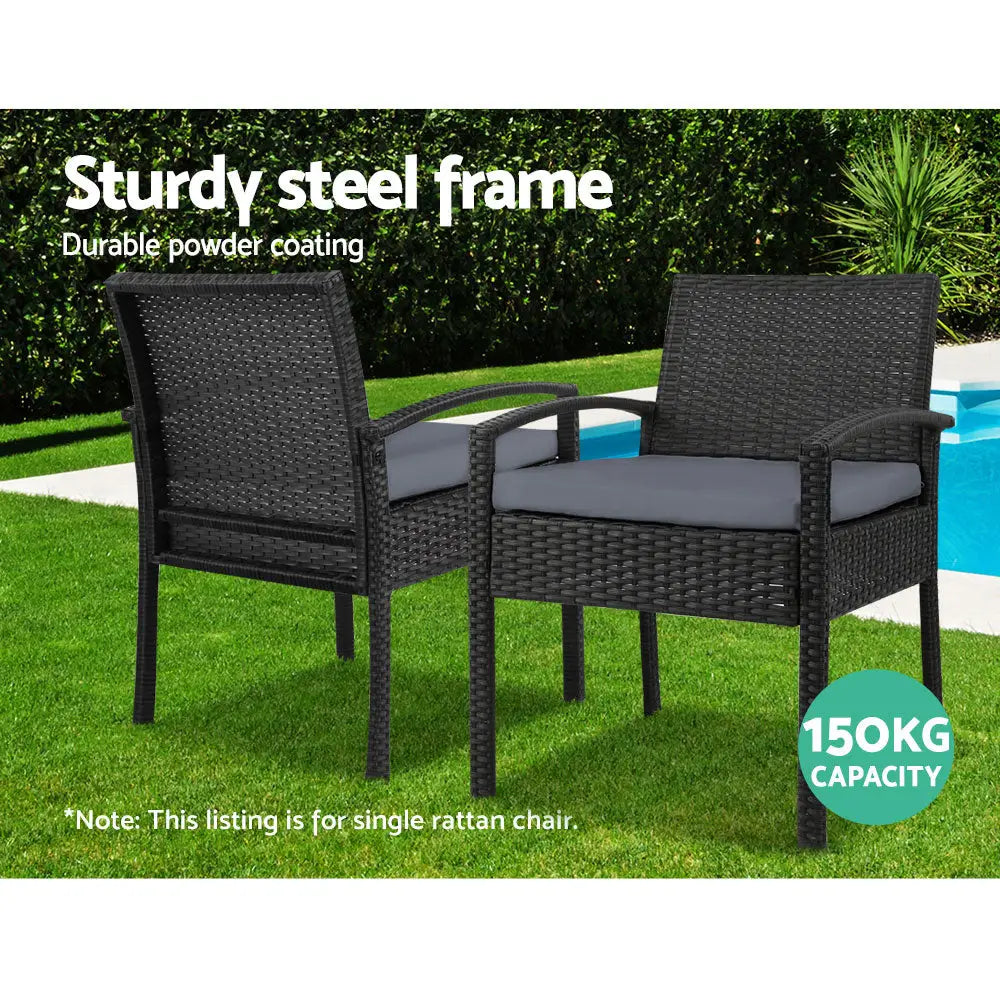 Gardeon Outdoor Dining Chairs Patio Furniture Rattan Lounge Chair Cushion Felix - Furniture > Outdoor