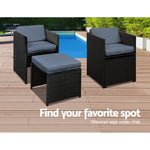 Gardeon Outdoor Dining Set 11 Piece Wicker Table Chairs Setting Black - Furniture > Outdoor