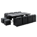 Gardeon Outdoor Dining Set 13 Piece Wicker Table Chairs Setting Black - Furniture > Dining