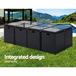 Gardeon Outdoor Dining Set 13 Piece Wicker Table Chairs Setting Black - Furniture > Dining
