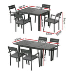 Gardeon Outdoor Dining Set 5 Piece Aluminum Extendable Table Setting Black - Furniture > Outdoor