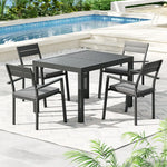 Gardeon Outdoor Dining Set 5 Piece Aluminum Extendable Table Setting Black - Furniture > Outdoor