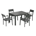 Gardeon Outdoor Dining Set 5 Piece Aluminum Extendable Table Setting Black - Furniture > Outdoor
