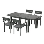 Gardeon Outdoor Dining Set 5 Piece Aluminum Extendable Table Setting Black - Furniture > Outdoor