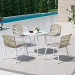 Gardeon Outdoor Dining Set 5 Piece Aluminum Table Chairs Setting White - Furniture > Dining
