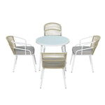 Gardeon Outdoor Dining Set 5 Piece Aluminum Table Chairs Setting White - Furniture > Dining