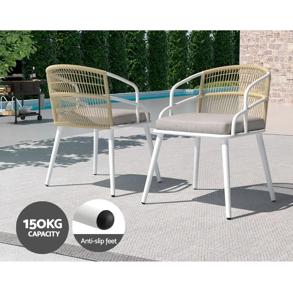 Gardeon Outdoor Dining Set 5 Piece Aluminum Table Chairs Setting White - Furniture > Dining
