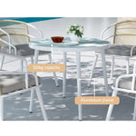 Gardeon Outdoor Dining Set 5 Piece Aluminum Table Chairs Setting White - Furniture > Dining