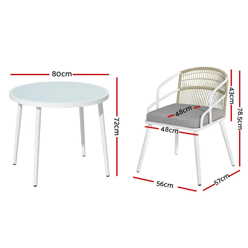 Gardeon Outdoor Dining Set 5 Piece Aluminum Table Chairs Setting White - Furniture > Dining