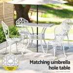 Gardeon Outdoor Dining Set 5 Piece Chairs Table Cast Aluminum Patio White - Furniture > Outdoor