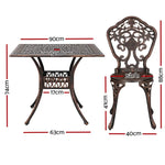 Gardeon Outdoor Dining Set 5 Piece Chairs Table Cast Aluminum Patio Brown - Furniture > Outdoor