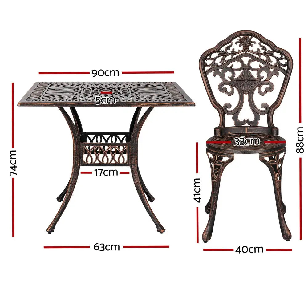 Gardeon Outdoor Dining Set 5 Piece Chairs Table Cast Aluminum Patio Brown - Furniture > Outdoor