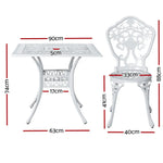 Gardeon Outdoor Dining Set 5 Piece Chairs Table Cast Aluminum Patio White - Furniture > Outdoor