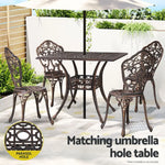 Gardeon Outdoor Dining Set 5 Piece Chairs Table Cast Aluminum Patio Brown - Furniture > Outdoor